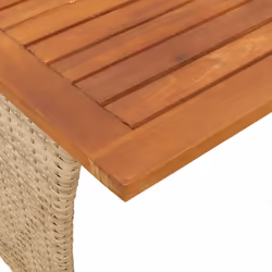vidaXL Garden Table with Acacia Wood Top Black 105x75x72 cm Poly Rattan - beige - Additional view 8