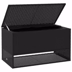 vidaXL Outdoor Cushion Box Black 100x55x55.5 cm Poly Rattan cushion container - Additional view 2