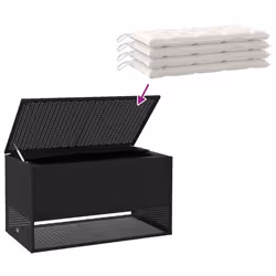 vidaXL Outdoor Cushion Box Black 100x55x55.5 cm Poly Rattan cushion container - Additional view 6