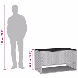 vidaXL Outdoor Cushion Box Brown 100x55x55.5 cm Poly Rattan cushion container - Additional view 10