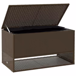 vidaXL Outdoor Cushion Box Brown 100x55x55.5 cm Poly Rattan cushion container - Additional view 2