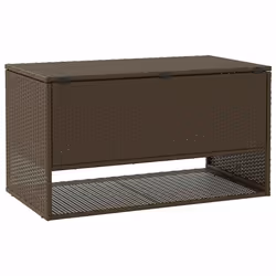 vidaXL Outdoor Cushion Box Brown 100x55x55.5 cm Poly Rattan cushion container - Additional view 5