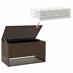 vidaXL Outdoor Cushion Box Brown 100x55x55.5 cm Poly Rattan cushion container - Additional view 6