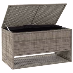 vidaXL Outdoor Cushion Box Grey 100x55x55.5 cm Poly Rattan cushion container