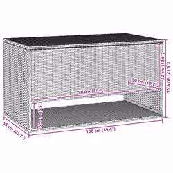 vidaXL Outdoor Cushion Box Grey 100x55x55.5 cm Poly Rattan cushion container