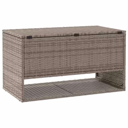 vidaXL Outdoor Cushion Box Grey 100x55x55.5 cm Poly Rattan cushion container - Additional view 5