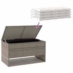 vidaXL Outdoor Cushion Box Grey 100x55x55.5 cm Poly Rattan cushion container - Additional view 6