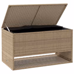 vidaXL Outdoor Cushion Box Beige 100x55x55.5 cm Poly Rattan cushion container - Additional view 2