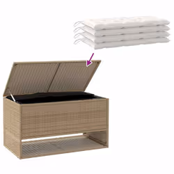 vidaXL Outdoor Cushion Box Beige 100x55x55.5 cm Poly Rattan cushion container - Additional view 6