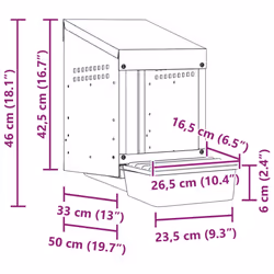 vidaXL Chicken Nesting Box  Compartment Wall-Mounted Galvanised Steel - 26.5 x 50 x 46 cm