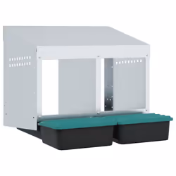 vidaXL Chicken Nesting Box 2 Compartments Wall-Mounted Galvanised Steel - 53 x 50 x 46 cm