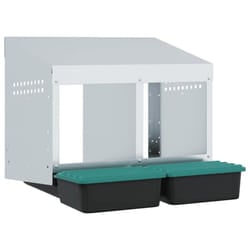 vidaXL Chicken Nesting Box 2 Compartments Wall-Mounted Galvanised Steel - 53 x 50 x 46 cm