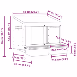vidaXL Chicken Nesting Box 2 Compartments Wall-Mounted Galvanised Steel - 53 x 50 x 46 cm