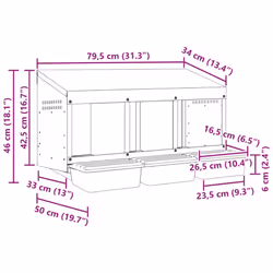 vidaXL Chicken Nesting Box  Compartment Wall-Mounted Galvanised Steel - 79.5 x 50 x 46 cm
