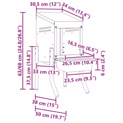 vidaXL Chicken Nesting Box Compartments with Legs Galvanised Steel - 30.5 x 50 x 63/68 cm