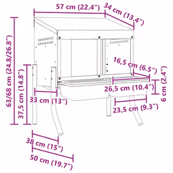 vidaXL Chicken Nesting Box 4 Compartments with Legs Galvanised Steel - 57 x 50 x 63/68 cm