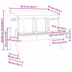 vidaXL Chicken Nesting Box Compartments with Legs Galvanised Steel - 83.5 x 50 x 63/68 cm