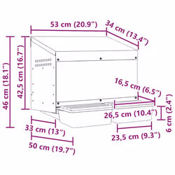vidaXL Chicken Nesting Box 2 Compartments Wall-Mounted Galvanised Steel - 53 x 50 x 46 cm - Additional view 8