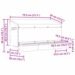 vidaXL Chicken Nesting Box 2 Compartments Wall-Mounted Galvanised Steel - 79.5 x 50 x 46 cm