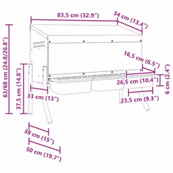 vidaXL Chicken Nesting Box Compartments with Legs Galvanised Steel - 83.5 x 50 x 63/68 cm