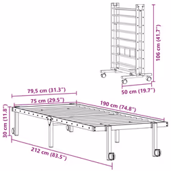 vidaXL Bed Frame without Mattress Foldable White 90x190 cm Steel - white, 75 x 190 cm - Additional view 3