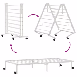 vidaXL Bed Frame without Mattress Foldable White 90x190 cm Steel - white, 75 x 190 cm - Additional view 8