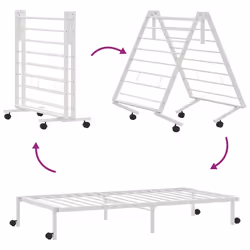 vidaXL Bed Frame without Mattress Foldable White 90x190 cm Steel - white, 80 x 200 cm - Additional view 8