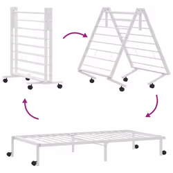 vidaXL Bed Frame without Mattress Foldable White 90x190 cm Steel - white, 90 x 190 cm - Additional view 8