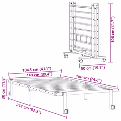 vidaXL Bed Frame without Mattress Foldable White 90x190 cm Steel - white, 100 x 190 cm