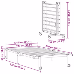 vidaXL Bed Frame without Mattress Foldable White 90x190 cm Steel - white, 100 x 200 cm