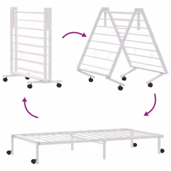 vidaXL Bed Frame without Mattress Foldable White 90x190 cm Steel - white, 100 x 200 cm - Additional view 8
