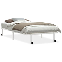 vidaXL Bed Frame without Mattress Foldable White 90x190 cm Steel - white, 107 x 203 cm