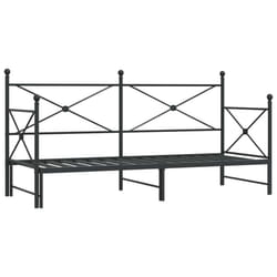 vidaXL Daybed with Trundle without Mattress Black 100x200 cm Steel sofa bed - black, 75 x 190 cm/with trundle