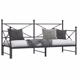 vidaXL Daybed with Trundle without Mattress Black 100x200 cm Steel sofa bed - black, 75 x 190 cm/with trundle - Additional view 4