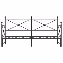 vidaXL Daybed with Trundle without Mattress Black 100x200 cm Steel sofa bed - black, 75 x 190 cm/with trundle - Additional view 5