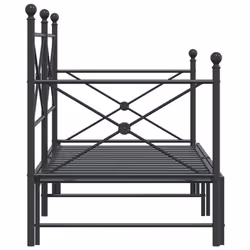 vidaXL Daybed with Trundle without Mattress Black 100x200 cm Steel sofa bed - black, 75 x 190 cm/with trundle - Additional view 6