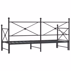 vidaXL Daybed with Trundle without Mattress Black 100x200 cm Steel sofa bed - black, 75 x 190 cm/with trundle - Additional view 7