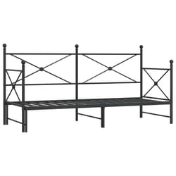 vidaXL Daybed with Trundle without Mattress Black 100x200 cm Steel sofa bed - black, 80 x 200 cm/with trundle