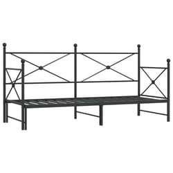 vidaXL Daybed with Trundle without Mattress Black 100x200 cm Steel sofa bed - black, 90 x 190 cm/with trundle