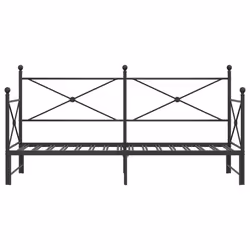 vidaXL Daybed with Trundle without Mattress Black 100x200 cm Steel sofa bed - black, 90 x 190 cm/with trundle - Additional view 5
