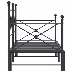 vidaXL Daybed with Trundle without Mattress Black 100x200 cm Steel sofa bed - black, 90 x 190 cm/with trundle - Additional view 6