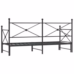 vidaXL Daybed with Trundle without Mattress Black 100x200 cm Steel sofa bed - black, 90 x 190 cm/with trundle - Additional view 7