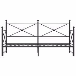 vidaXL Daybed with Trundle without Mattress Black 100x200 cm Steel sofa bed - black, 90 x 200 cm/with trundle - Additional view 5