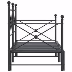 vidaXL Daybed with Trundle without Mattress Black 100x200 cm Steel sofa bed - black, 90 x 200 cm/with trundle - Additional view 6