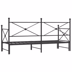 vidaXL Daybed with Trundle without Mattress Black 100x200 cm Steel sofa bed - black, 90 x 200 cm/with trundle - Additional view 7