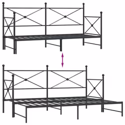 vidaXL Daybed with Trundle without Mattress Black 100x200 cm Steel sofa bed - black, 90 x 200 cm/with trundle - Additional view 8