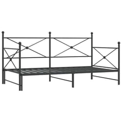 vidaXL Daybed with Trundle without Mattress Black 100x200 cm Steel sofa bed - black, 100 x 190 cm/with trundle