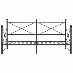 vidaXL Daybed with Trundle without Mattress Black 100x200 cm Steel sofa bed - black, 100 x 200 cm/with trundle - Additional view 5