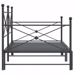 vidaXL Daybed with Trundle without Mattress Black 100x200 cm Steel sofa bed - black, 100 x 200 cm/with trundle - Additional view 6