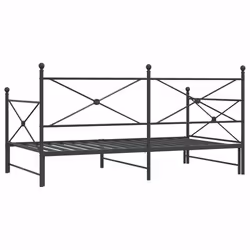 vidaXL Daybed with Trundle without Mattress Black 100x200 cm Steel sofa bed - black, 100 x 200 cm/with trundle - Additional view 7